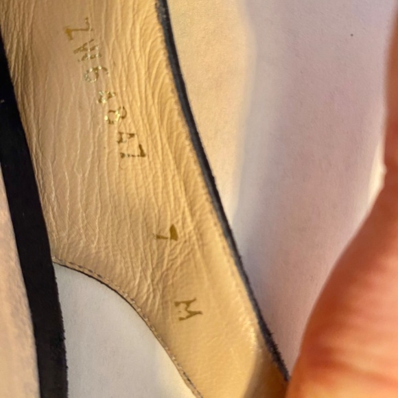 Authentic Stuart Weitzman Cork Wedge Navy Blue Suede Slingback Shoes Size 7 - Picture 8 of 8